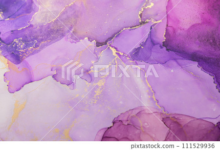 Abstract purple paint background. Alcohol ink. Style the swirls of marble or the ripples of agate. 111529936