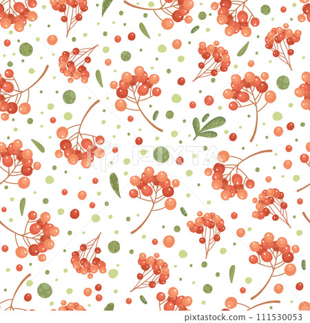 Seamless pattern with autumn leaves and rowan... - Stock Illustration ...