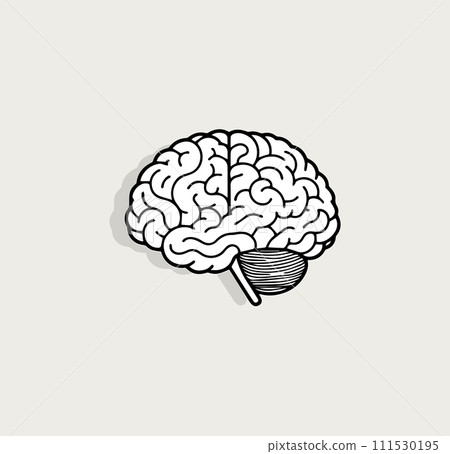 Brain sketch, thought intellect symbol. Mental health awareness, cognitive functions, intelligence assessments icon for educational and psychology. Hand-drawn style vector illustration. Brain sketch, thought intellect symbol. Mental health awareness, cognitive functions, intelligence assessments icon for educational and psychology. Hand-drawn style vector illustration. 111530195