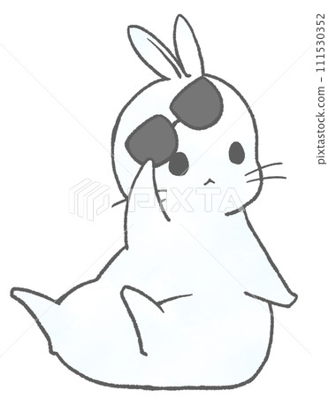 兔子舉起墨鏡向右看(白色) 兔子舉起墨鏡向右看(白色) 111530352