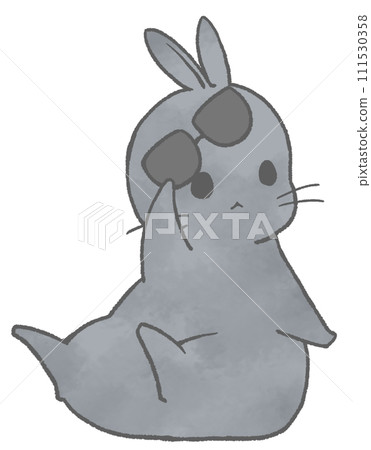 兔子舉起墨鏡向右看（黑色） 111530358