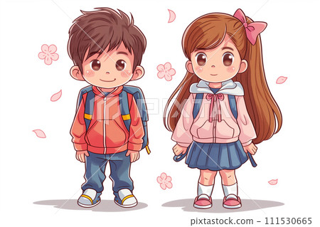 Cute boy and girl illustration 111530665