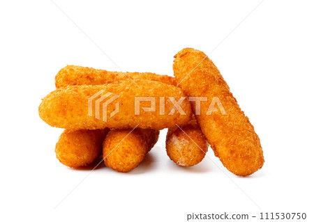 Fried cheese sticks isolated on white background 111530750