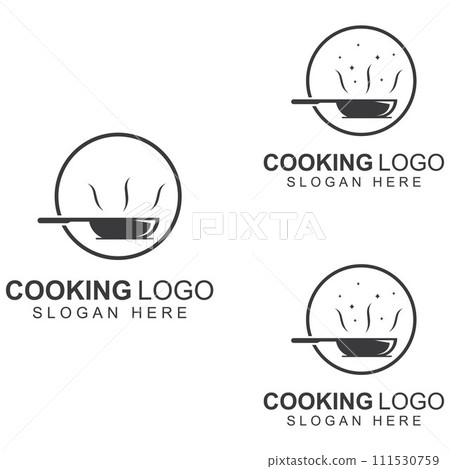 Logos for cooking utensils, cooking pots, spatulas and cooking spoons. Using a vector illustration template design concept. Logos for cooking utensils, cooking pots, spatulas and cooking spoons. Using a vector illustration template design concept. 111530759