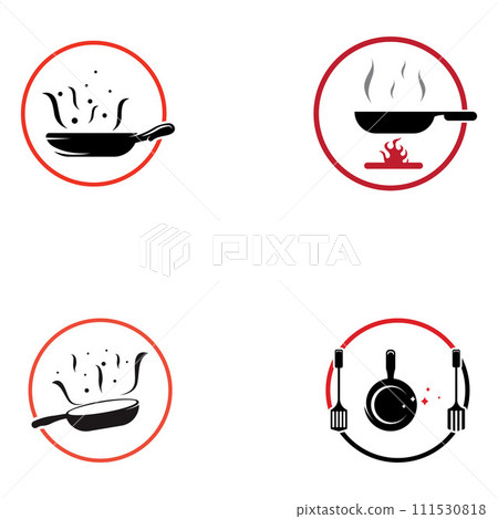 Logos for cooking utensils, cooking pots, spatulas and cooking spoons. Using a vector illustration template design concept. Logos for cooking utensils, cooking pots, spatulas and cooking spoons. Using a vector illustration template design concept. 111530818