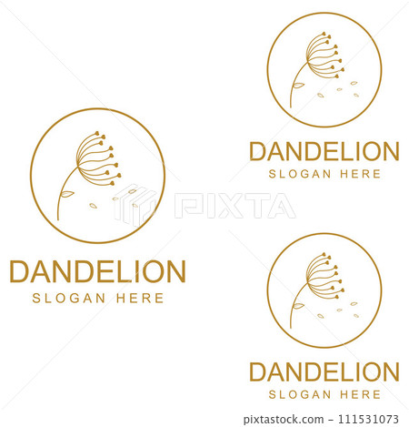 Dandelion flower logo and symbol design vector illustration template 111531073