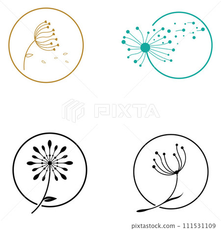 Dandelion flower logo and symbol design vector illustration template Dandelion flower logo and symbol design vector illustration template 111531109