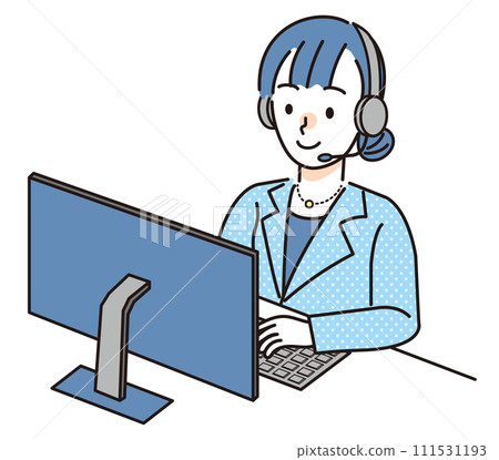 Male office worker working on a computer 111531193