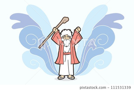 Moses Stretched out His Hand Over the Red Sea Miracle of God Israel Crossing the Red Sea Cartoon Graphic Vector 111531339