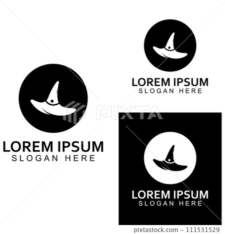 Wizard cap logo .By using vector design concept illustration template. Wizard cap logo .By using vector design concept illustration template. 111531529