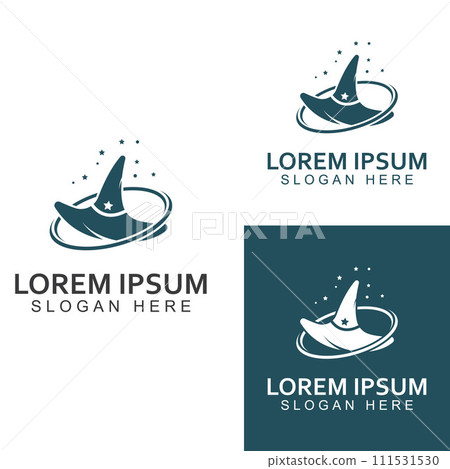 Wizard cap logo .By using vector design concept illustration template. Wizard cap logo .By using vector design concept illustration template. 111531530