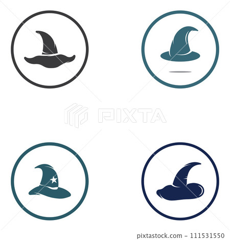 Wizard cap logo .By using vector design concept illustration template. Wizard cap logo .By using vector design concept illustration template. 111531550