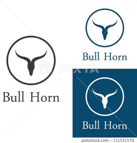 Bull's head horn logo. Using a vector illustration template design concept. 111531578