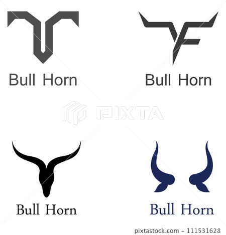 Bull's head horn logo. Using a vector illustration template design concept. 111531628