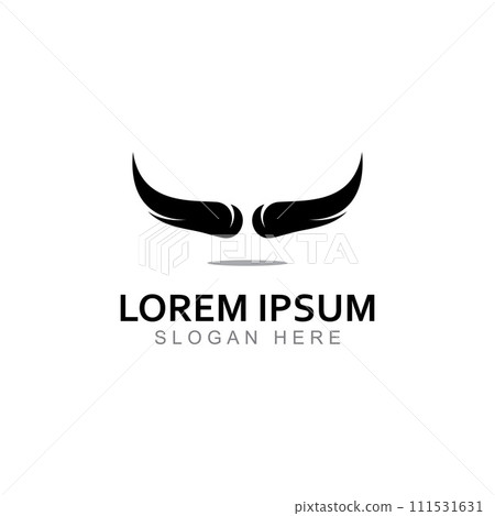 Bull's head horn logo. Using a vector illustration template design concept. 111531631