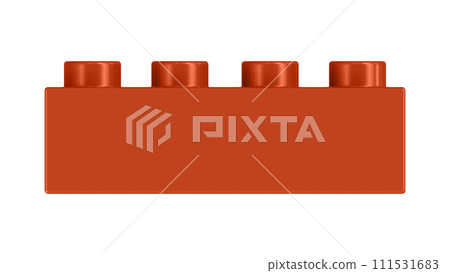 Cayenne Lego Block Isolated on a White Background. Close Up View of a Plastic Children Game Brick for Constructors, Front View. High Quality 3D Rendering with a Work Path. 8K Ultra HD, 7680x4320 111531683