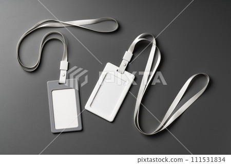 Blank badges on gray background copy space Blank badges on gray background copy space 111531834
