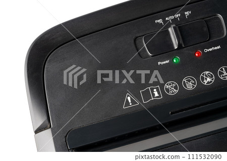 Office paper shredding machine device close up 111532090