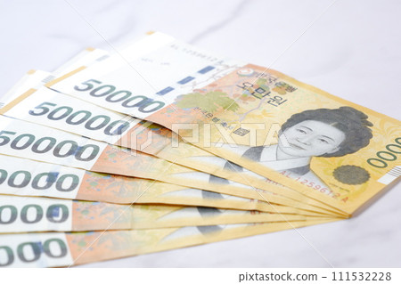 South Korean currency, KRW banknotes (50,000 won) 111532228