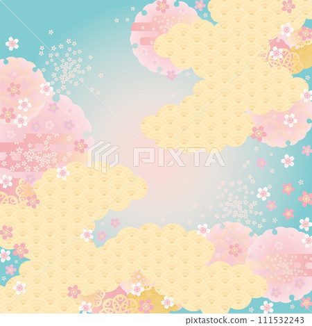 Background material-Japanese pattern cherry blossoms 2024-8 vector 111532243