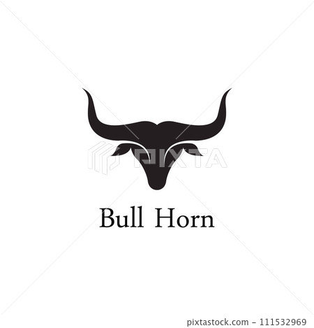 Bull's head horn logo. Using a vector illustration template design concept. 111532969