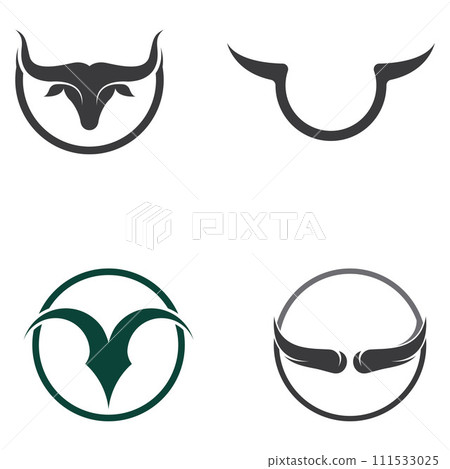 Bull's head horn logo. Using a vector illustration template design concept. 111533025