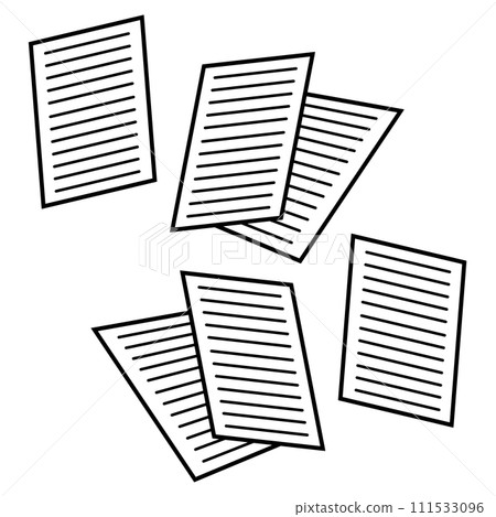 Line drawing icon illustration of multiple documents and materials Line drawing icon illustration of multiple documents and materials 111533096