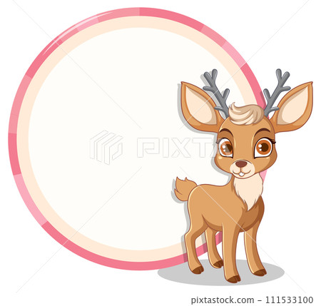 Cute Cartoon Deer with Decorative Circle Cute Cartoon Deer with Decorative Circle 111533100