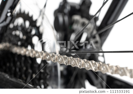New bicycle chain part close up view New bicycle chain part close up view 111533191