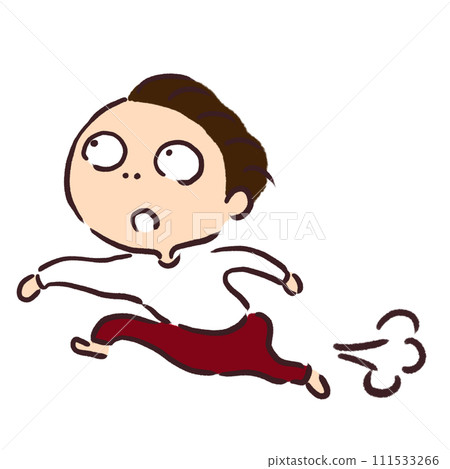 Person running while looking upwards Red pants with dash Person running while looking upwards Red pants with dash 111533266