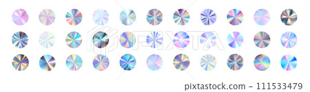 Holographic sticker label silver gradient, for sale badges or holograph stamps. hologram effect. Flat vector illustration isolated on white background. Holographic sticker label silver gradient, for sale badges or holograph stamps. hologram effect. Flat vector illustration isolated on white background. 111533479