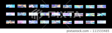Foil gradient with silver, gold, and pink hues in holographic. Flat vector illustration isolated on white background. 111533485