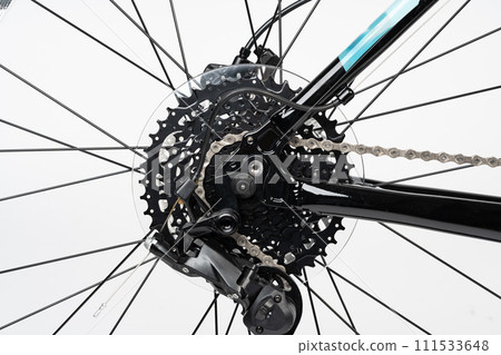 Bicycle wheel isolated over white background close up 111533648