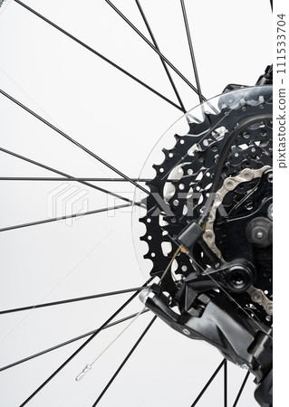 Bicycle wheel isolated over white background close up Bicycle wheel isolated over white background close up 111533704