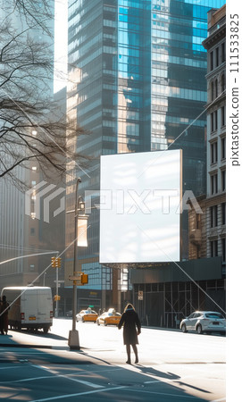 AI-generated content. Large Blank Billboard, Urban Landscape 111533825