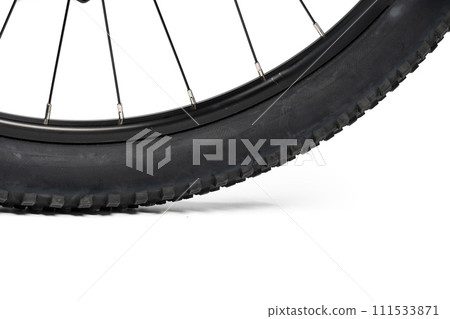 Bicycle wheel isolated over white background close up 111533871