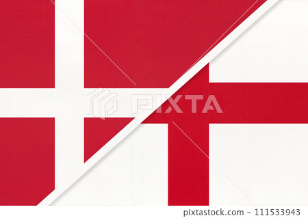 Denmark and England, symbol of country. Danish vs English national flags. 111533943