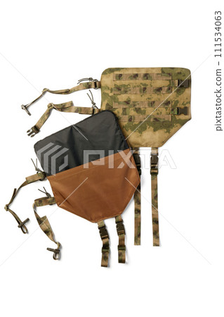 Camouflage bulletproof vest isolated on white background Camouflage bulletproof vest isolated on white background 111534063