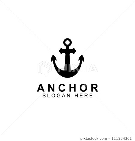 Logo and anchor symbol design vector illustration template. 111534361