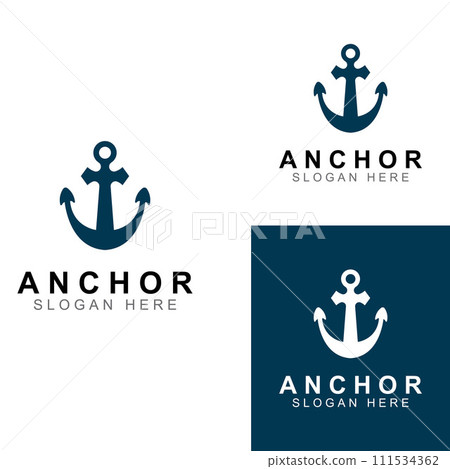 Logo and anchor symbol design vector illustration template. 111534362