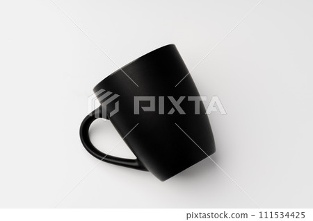 Black coffee mug mock up on white background copy space 111534425