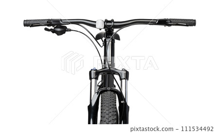 Black mountain bicycle isolated on white background Black mountain bicycle isolated on white background 111534492
