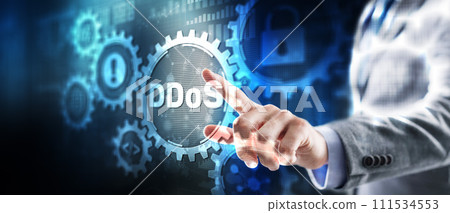 Inscription: Ddos attack. Business Technology Internet network concept Inscription: Ddos attack. Business Technology Internet network concept 111534553