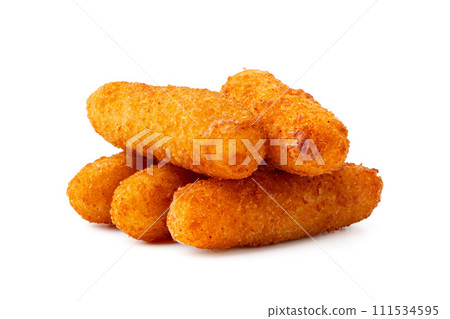 Fried cheese sticks isolated on white background Fried cheese sticks isolated on white background 111534595