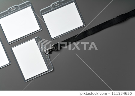 Blank badges on gray background copy space Blank badges on gray background copy space 111534630