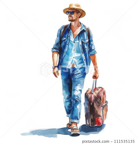 watercolor luxury travel design, illustration, watercolor effect,isolated on white background 111535135