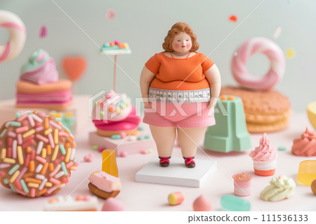 Obese woman who ate too much sweets (3D) 111536133