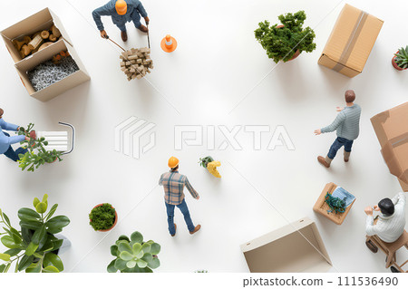 Miniature materials of people doing moving work-2 111536490