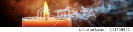 Lighted orange aroma candle AI image 111536491