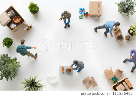 人們搬家的微縮素材-2 111536493